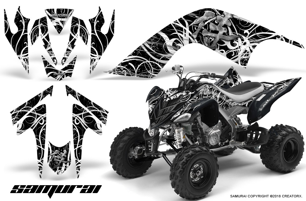 YAMAHA RAPTOR 700 06-12 GRAPHICS KIT CREATORX DECALS SAMURAI BLUE ICE BLACK