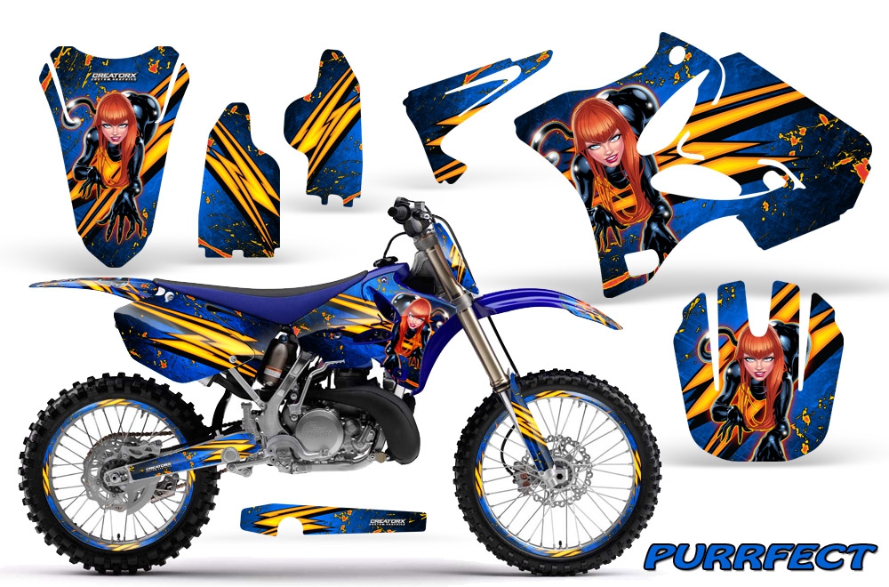 Kungfu Graphics Custom Decal Kit for Yamaha YZ125 YZ250 2002 2003 2004 2005 Purple Blue Style 001 